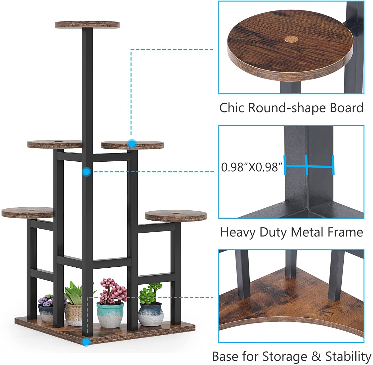 Corner Plant Stand Indoor, 6 Tiered Plant Shelf Flower Stand