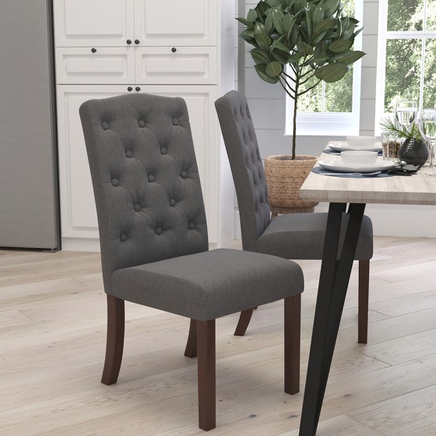 Merrick Lane Mid back Tufted Parsons Chair With Wooden Legs