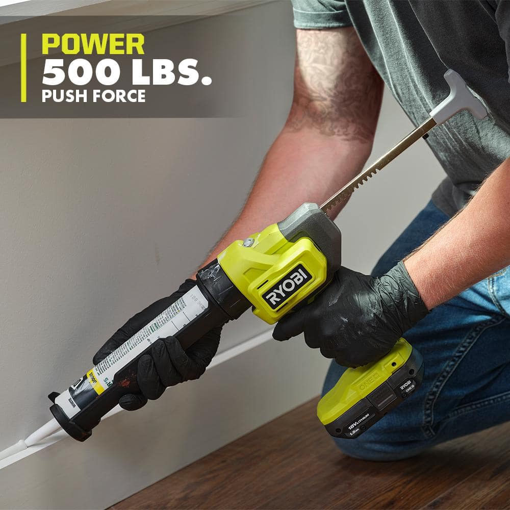 RYOBI ONE+ 18V Cordless 10 oz. Caulk & Adhesive Gun Kit with 1.5 Ah Battery and Charger PCL901K1