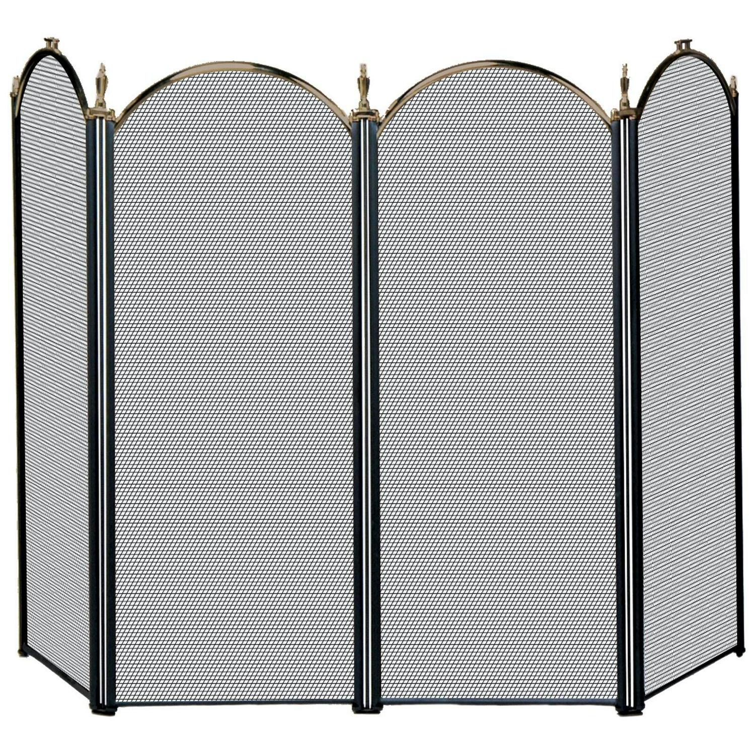 Uniflame 4 Panel Triple-Plated Folding Fireplace Screen