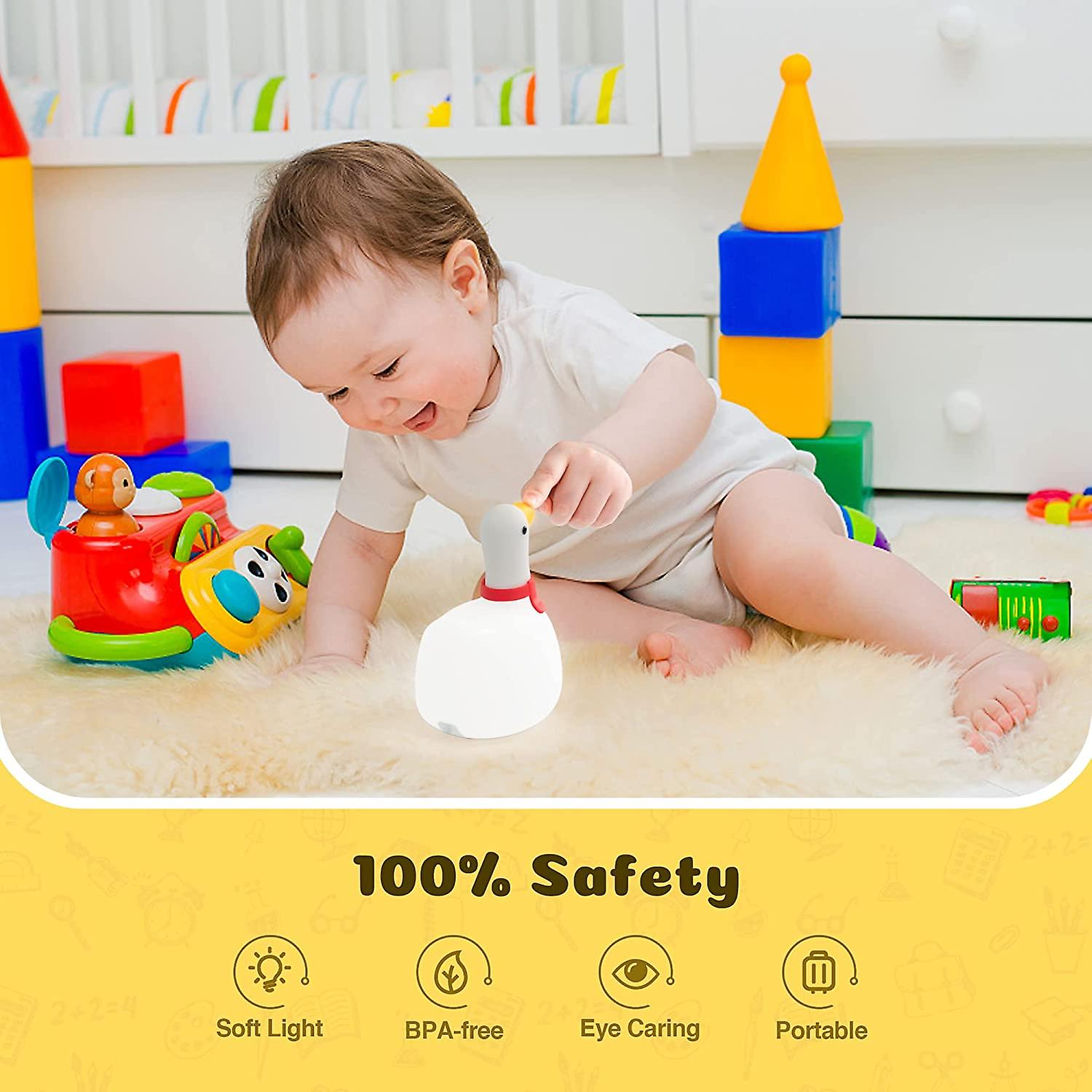 Baicccf Swing Duck Night Light， Cute Dcuk Night Light With Timer， Squishy Silicone Duck Lamp， Portable Dimmable Nursery Night Light For Baby Kids Wome