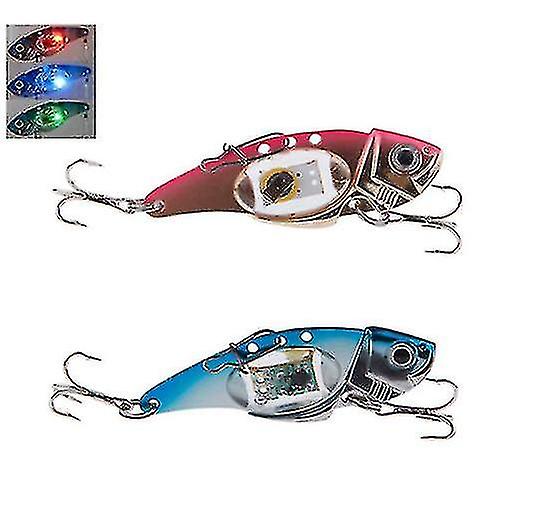 2pcs Vib 80mm 32g Flash Led Light Bait Fishing Lure Light Electronic Fishing Lamp
