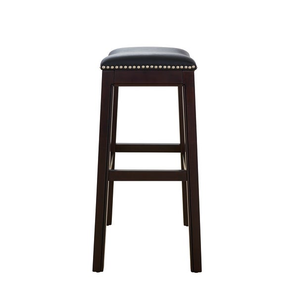 New Ridge Home Goods Julian Counter Height Barstool with Black Faux Leather Seat