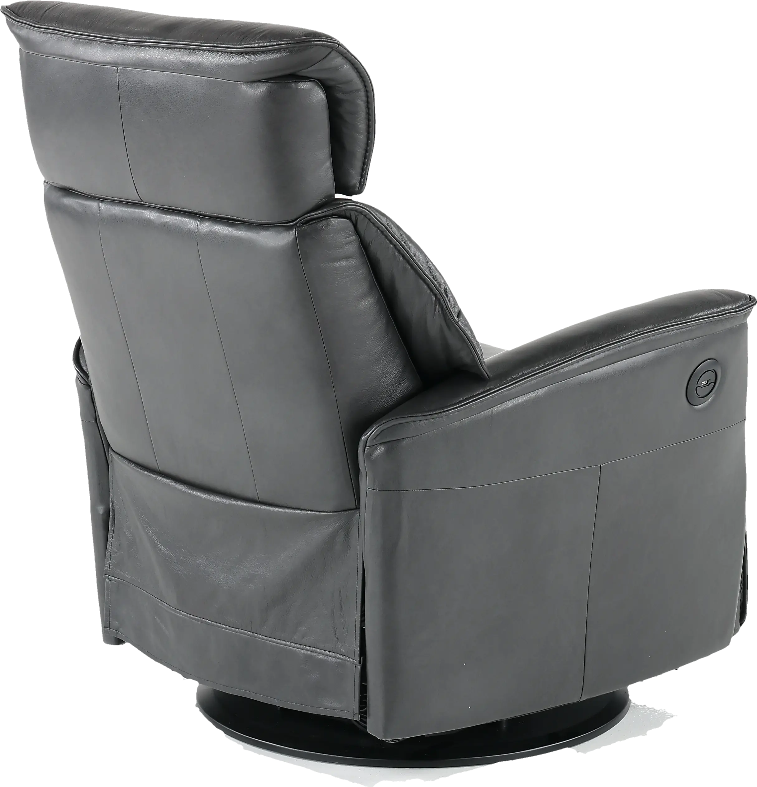 Captain Charcoal Gray Large Leather Swivel Glider Power Recliner