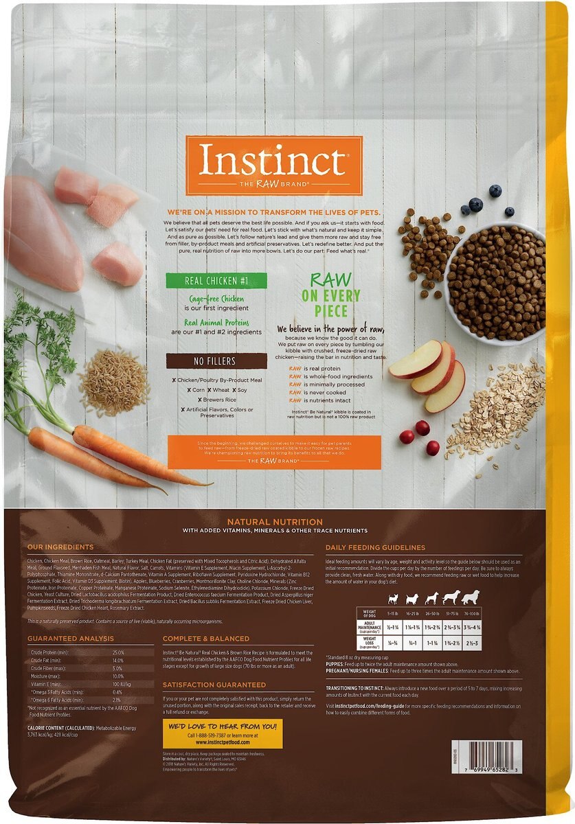 Instinct Be Natural Real Chicken and Brown Rice Recipe Freeze-Dried Raw Coated Dry Dog Food