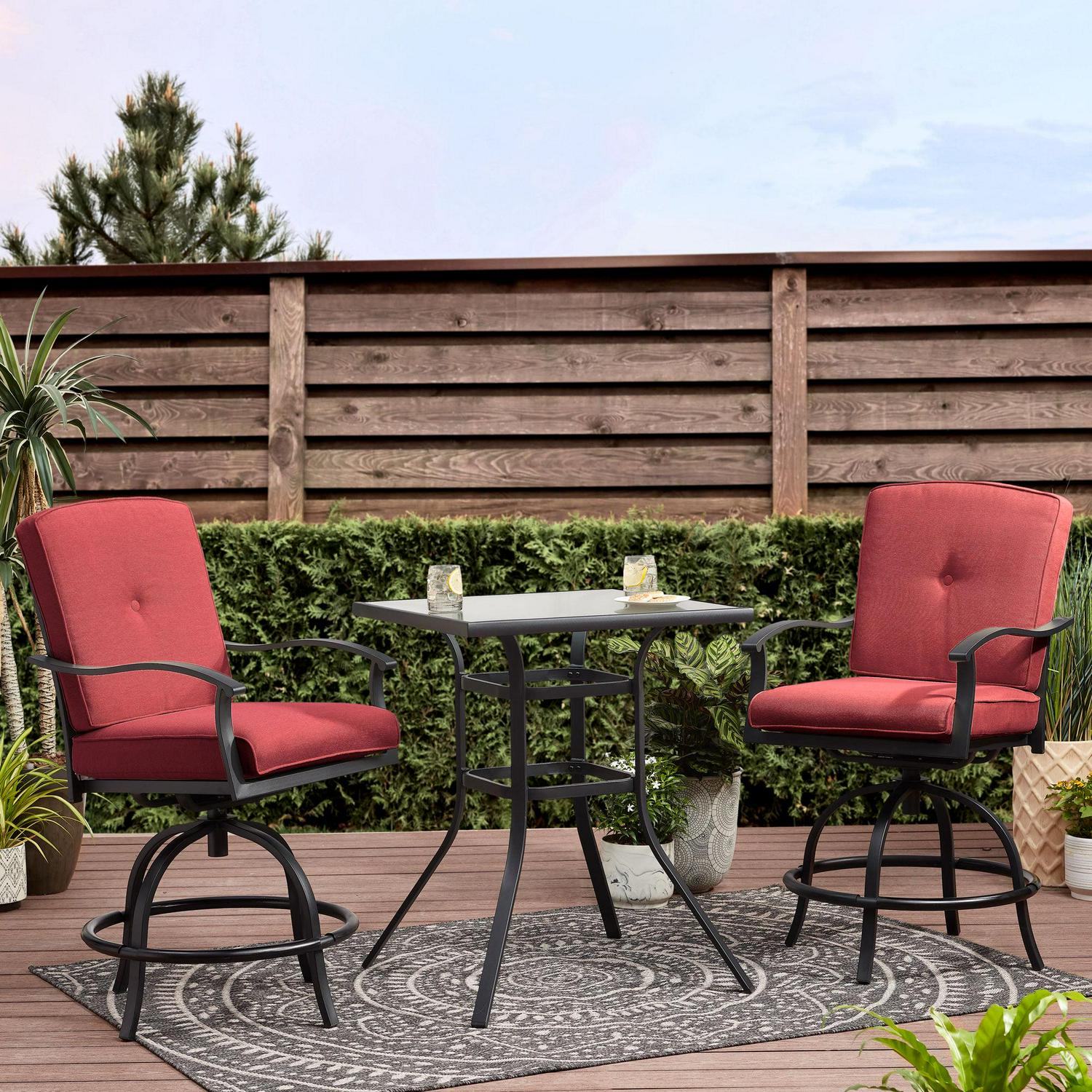 Mainstays Belden Park 3-Piece High Bistro Set  Red