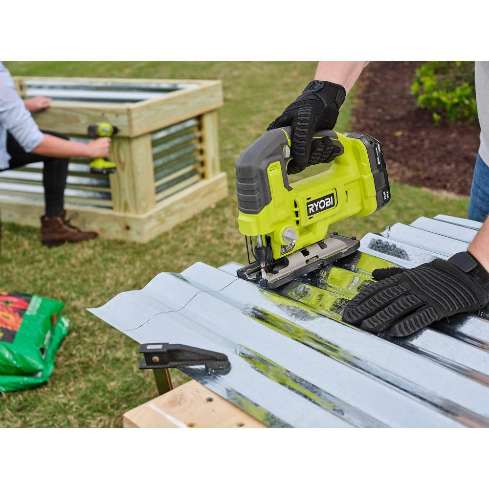 RYOBI ONE+ 18V Cordless AirStrike 15-Gauge Angled Finish Nailer with Cordless Jig Saw (Tools Only) P330-PCL525B