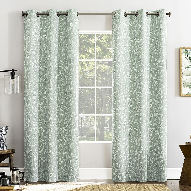 Sun Zero Satti Embroidered Leaf 100% Blackout Single Curtain Panel