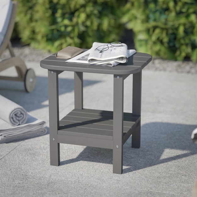 Flash Furniture Newport Hdpe 2 tier Adirondack Side Table All weather Indoor outdoor