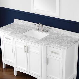 Home Decorators Collection Sassy 60 in. W x  22 in. D x 35 in. H Bath Vanity in White with Marble Vanity Top Single Sink in Carrara White BF90225