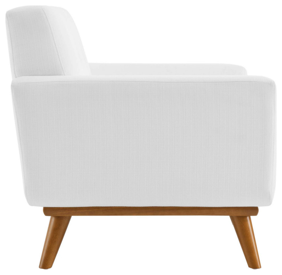 Maeve White Upholstered Fabric Armchair   Midcentury   Armchairs And Accent Chairs   by Virgil Stanis Design  Houzz