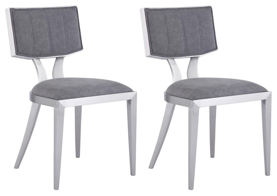 Mid Century Modern Side Chair W/ Floating Back   Set Of 2  Gray   Contemporary   Dining Chairs   by BisonOffice  Houzz