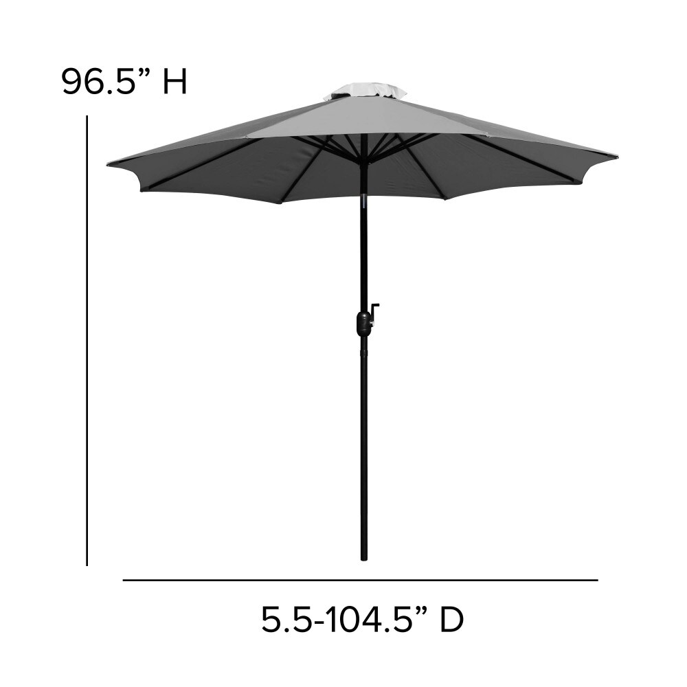 Faux Teak Patio Table  4 Chairs   9FT Patio Umbrella with Base