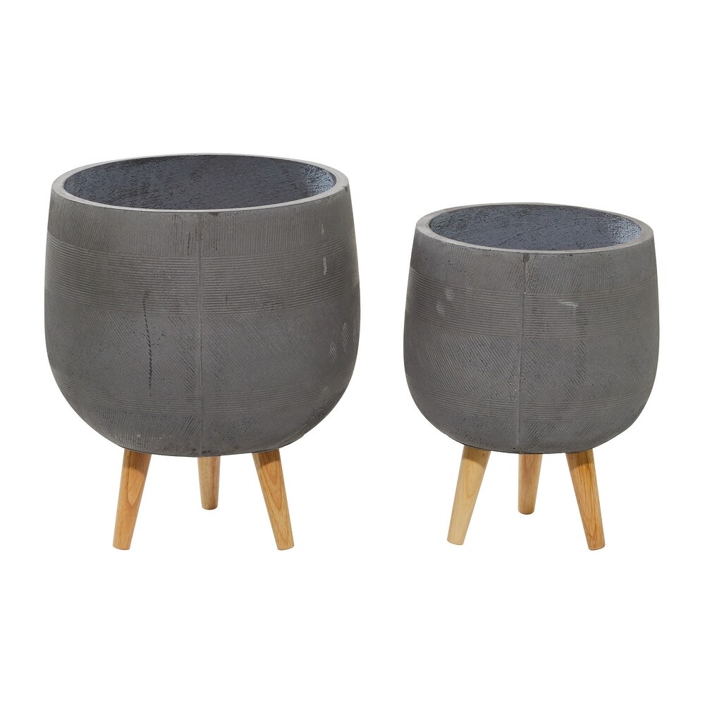 Ceramic Contemporary Planter (Set of 2)   12 x 12 x 15Round