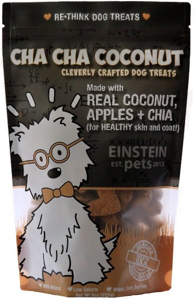 Einstein Pets Wheat-Free Cha Cha Coconut Real Coconut， Apples and Chia Natural Oven Baked Dog Treats， 8-oz bag