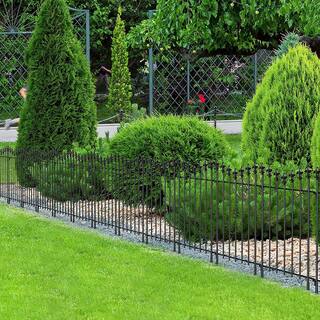 Oumilen Total 10 ft. L x 24 in. H Rustproof Black Metal Fencing Animal Barrier Border Decorative Garden Fence (10-Pack) LT-K336-SJ