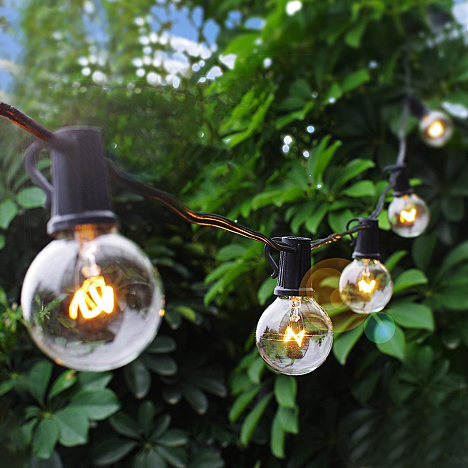 Ac220v 175w 25ft E12 Base G40 25 Globe Bulbs Incandescent String Light Patio Garden Backyard Party Christmas Holiday Wedding Decorations Warm White No