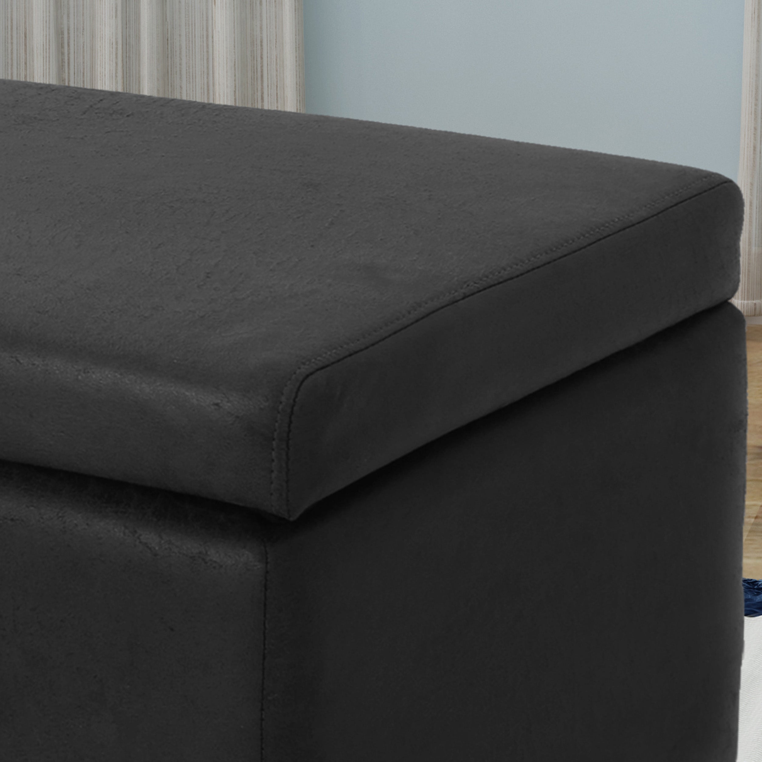 Carl Rectangle Microfiber Storage Ottoman Bench