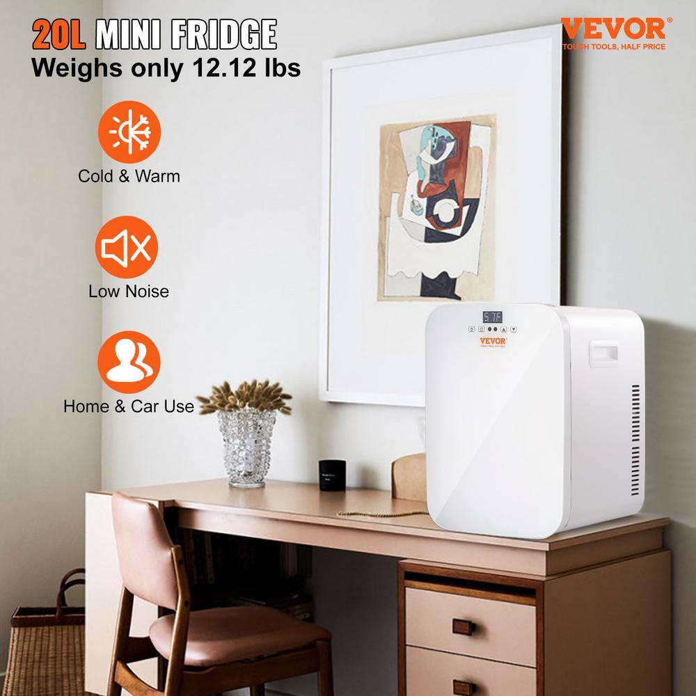 VEVOR Mini Fridge 13.97 in. 0.71 cu.ft. Retro Mini Refrigerator in White Small Beverage Fridges with Temper Control MNBXBSBLSK20LO5KSV1