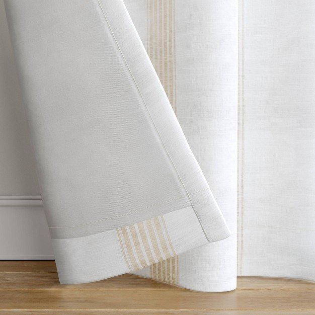 Blackout Block Striped Window Curtain Panel White beige