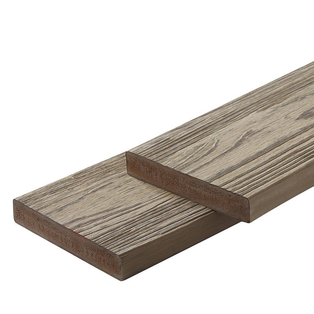 FORTRESS Apex 1 in. x 6 in. x 8 ft. Arctic Birch Grey PVC Square Deck Boards (2-Pack) 252060821