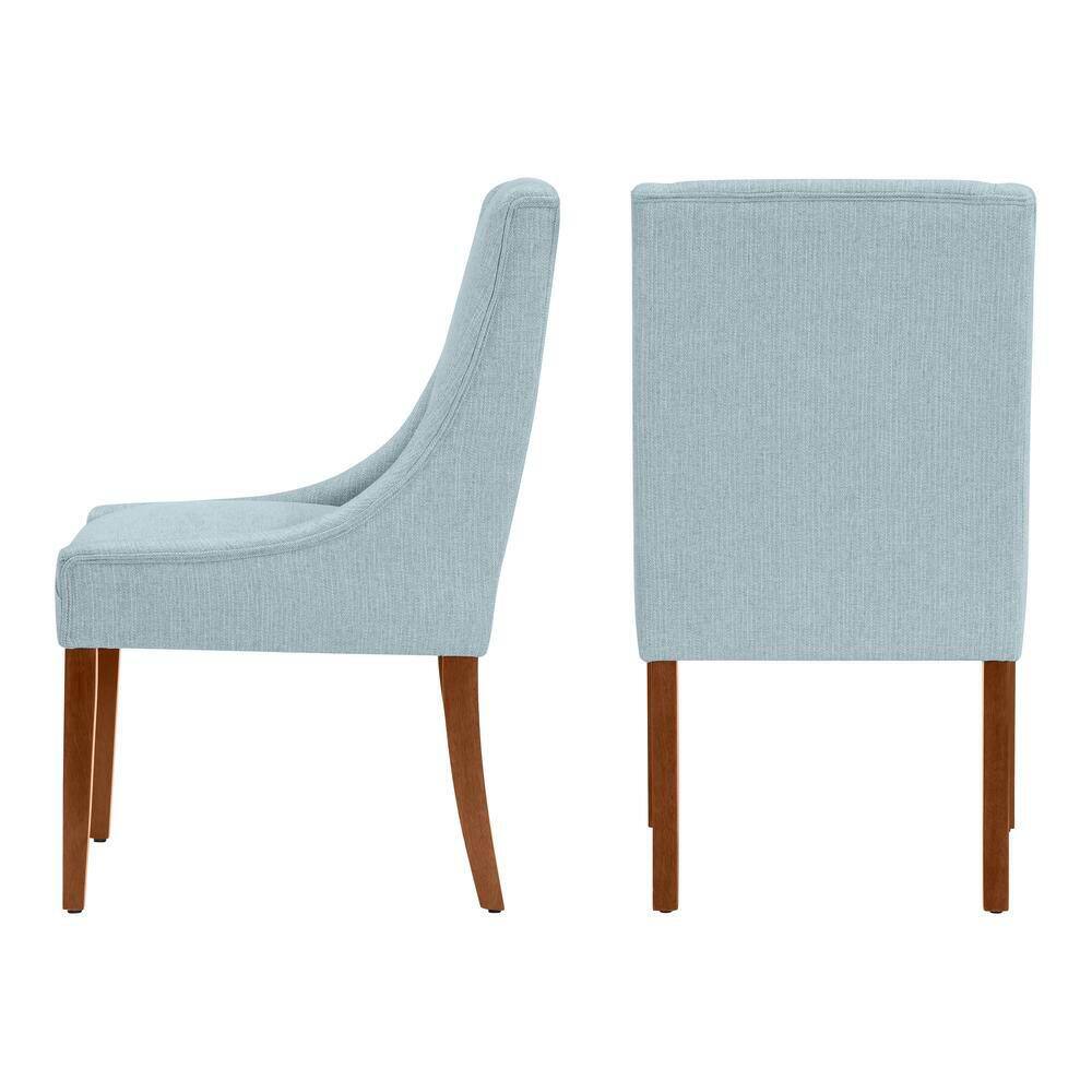 Home Decorators Collection Leaham Charleston Blue Upholstered Dining Chair with Walnut Accents (Set of 2) 57-2