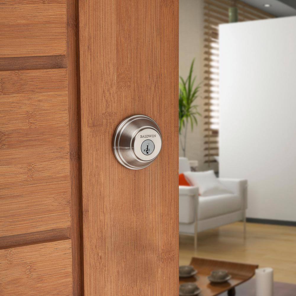 Baldwin Prestige Satin Nickel Single Cylinder Round Deadbolt Featuring SmartKey Security 380 RDB 15 SMT CP RCAL