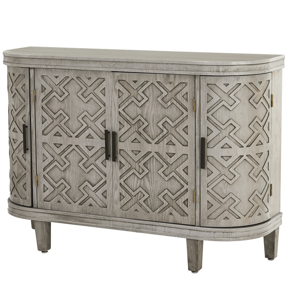 Accent Storage Cabinet Sideboard Wooden Cabinet with Antique Pattern Doors for Hallway  Entryway  Living Room Bedroom