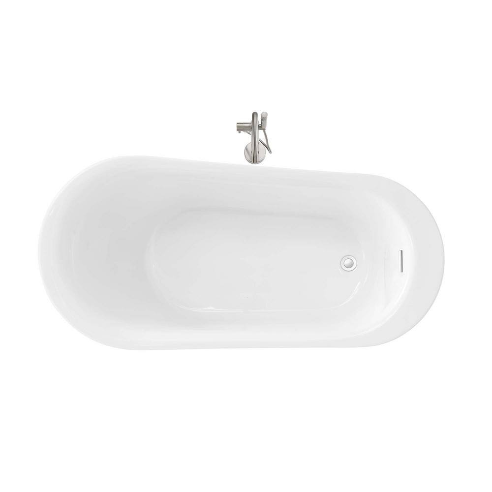 Home Decorators Collection Aiden 70 in. Acrylic Flatbottom Non-Whirlpool Bathtub in White and Faucet Combo in Chrome Aiden Tub Combo