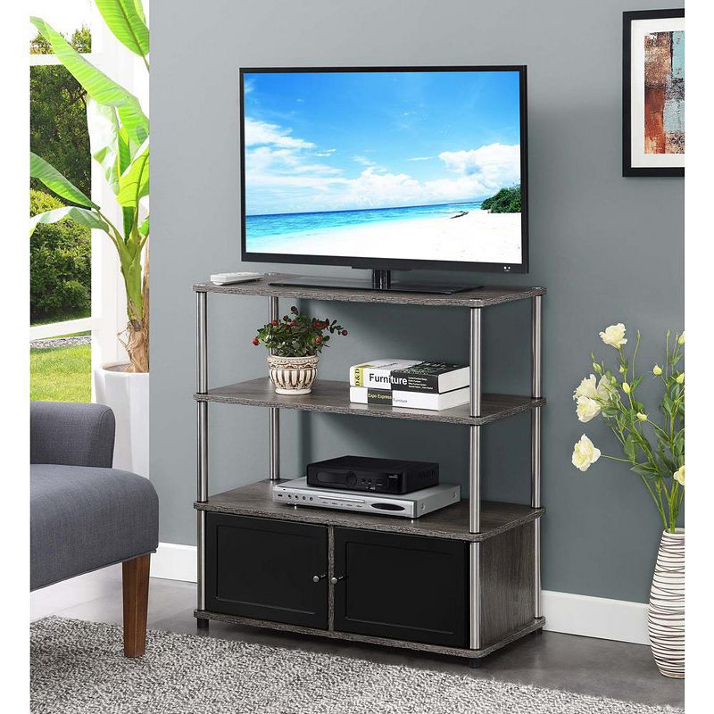 Convenience Concepts Designs2Go Highboy TV Stand with Storage Cabinets and Shelves