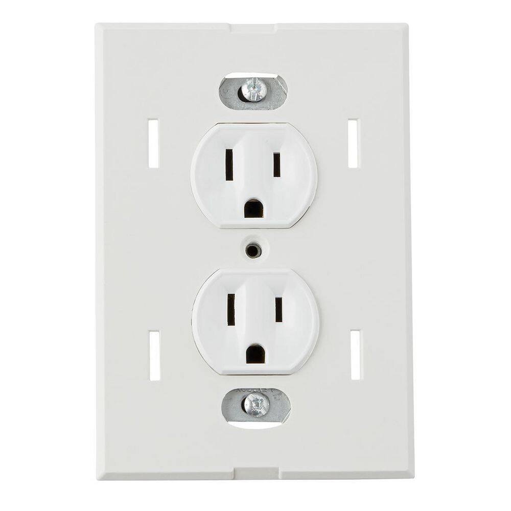 Hampton Bay Maple Hill 1-Gang White Screwless Duplex Outlet Plastic Wall Plate (1-Pack) 838844