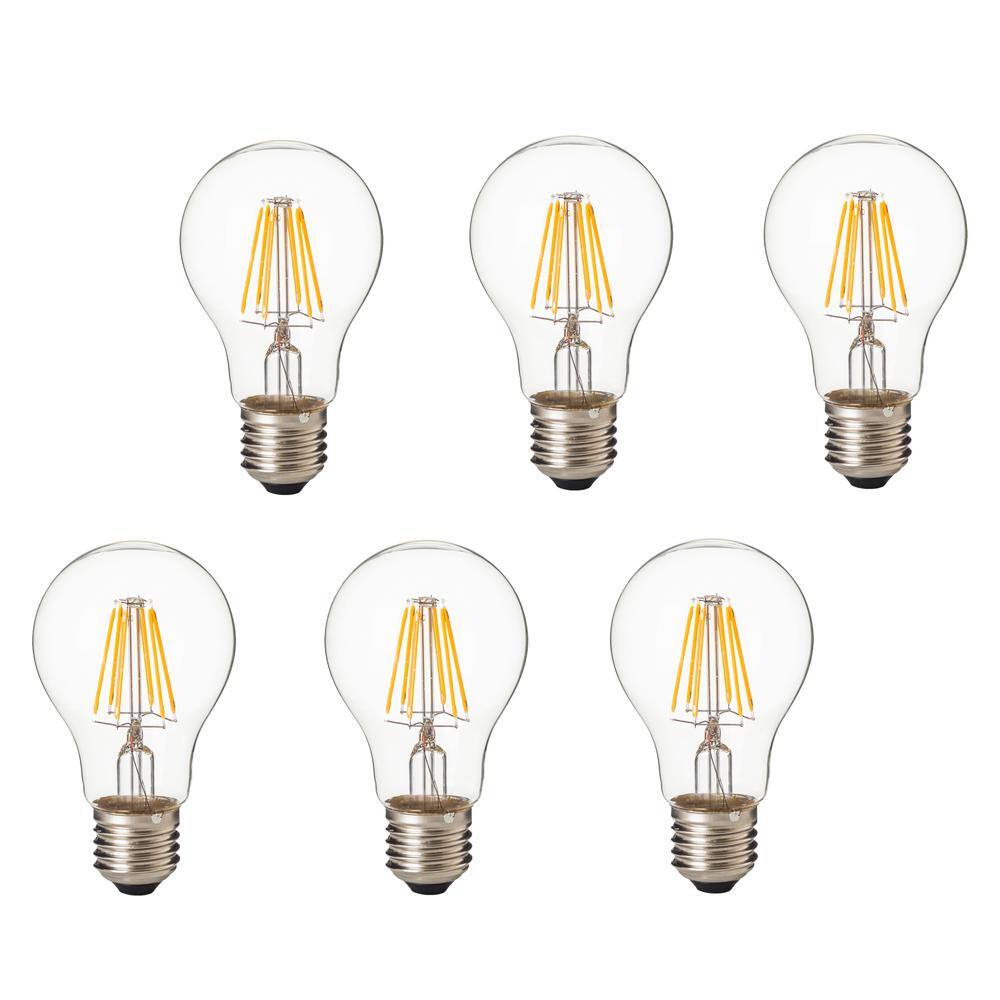 ARTIVA 75-Watt Equivalent E26 A19 LED Dimmable Filament Light Bulb Warm White (Set of 6) L3-8TDM-E26-27-5