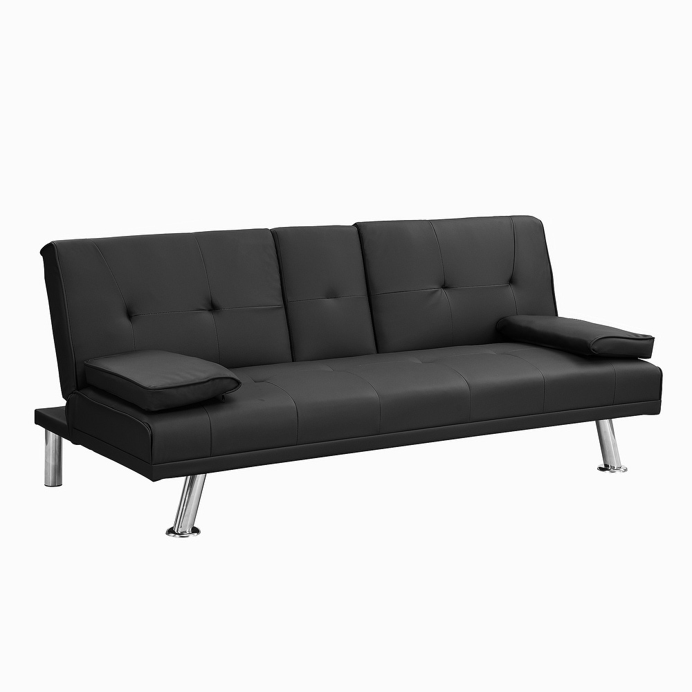 PVC Wood Sofa Bed with Armrest two holders