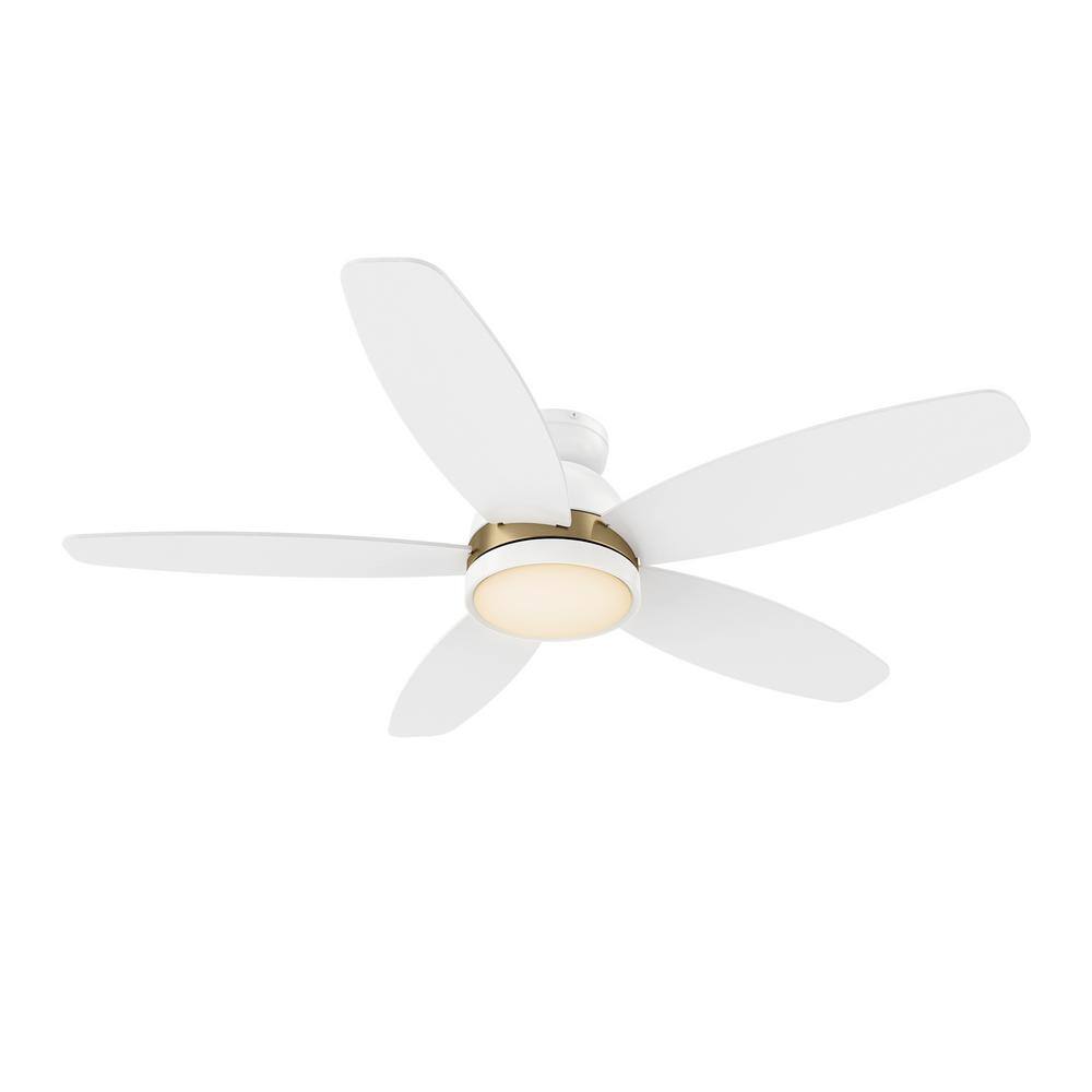 CARRO Povjeta 48 in. Color Changing Integrated LED Indoor White 10-Speed DC Ceiling Fan with Light Kit and Remote Control HCFR485Q5-L11-W1-1-FMA