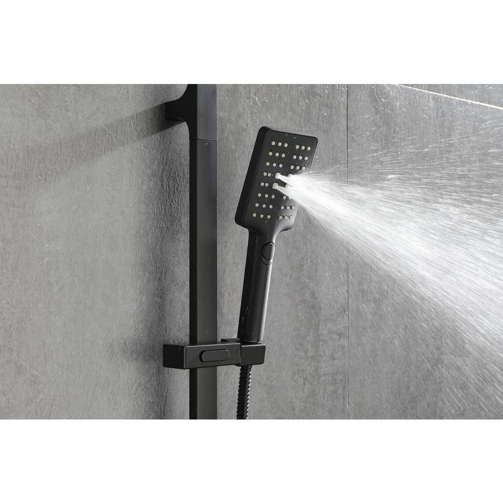 FORCLOVER 3-Spray Patterns with 1.75 GPM 4 in. Wall Mount Handheld Shower Head with 28 in. Adjustable Slide Bar in Matte HE-308MB