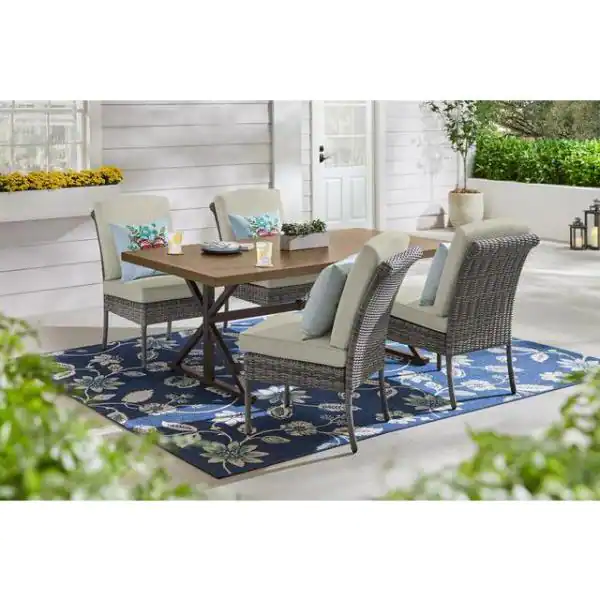 Hampton Bay Chasewood Brown Wicker Outdoor Patio Armless Dining Chair (2-Pack)