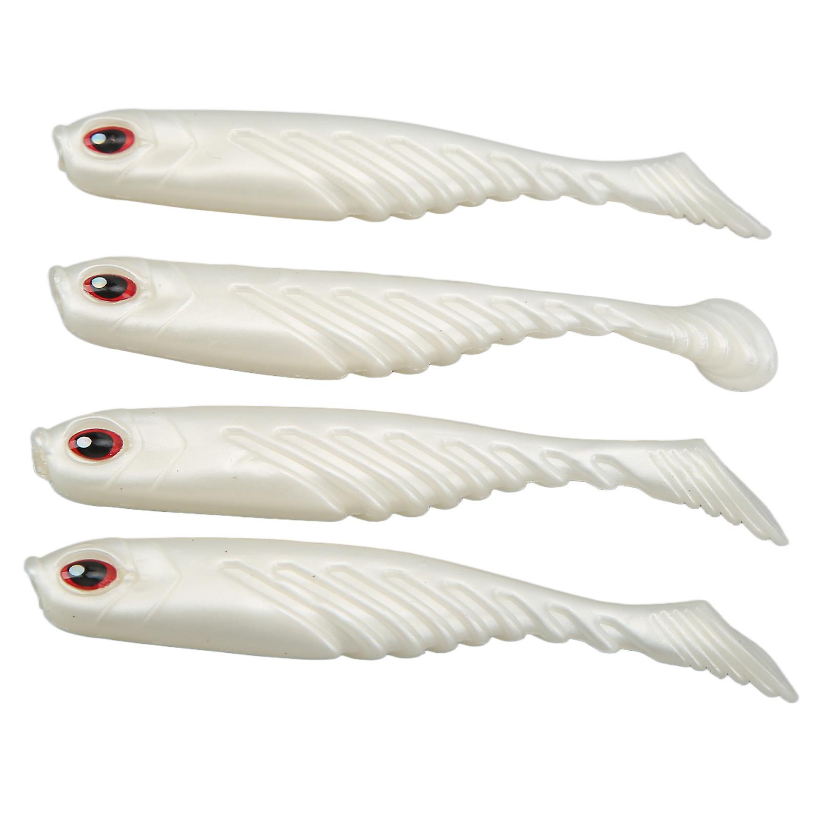 4pcs Soft Bait T Tail Lure Ar48 Swimbait 75mm 3.2g Aritificial Tackle For Fisherman Seawater Freshwater Fishingpearl White