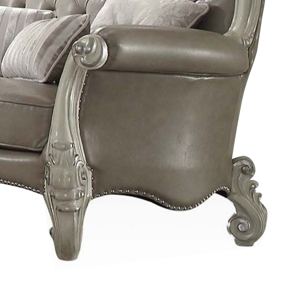 Benzara BM269042 Loveseat With Curved Scroll Back and Nailhead Trim  Gray   Victorian   Loveseats   by Uber Bazaar  Houzz