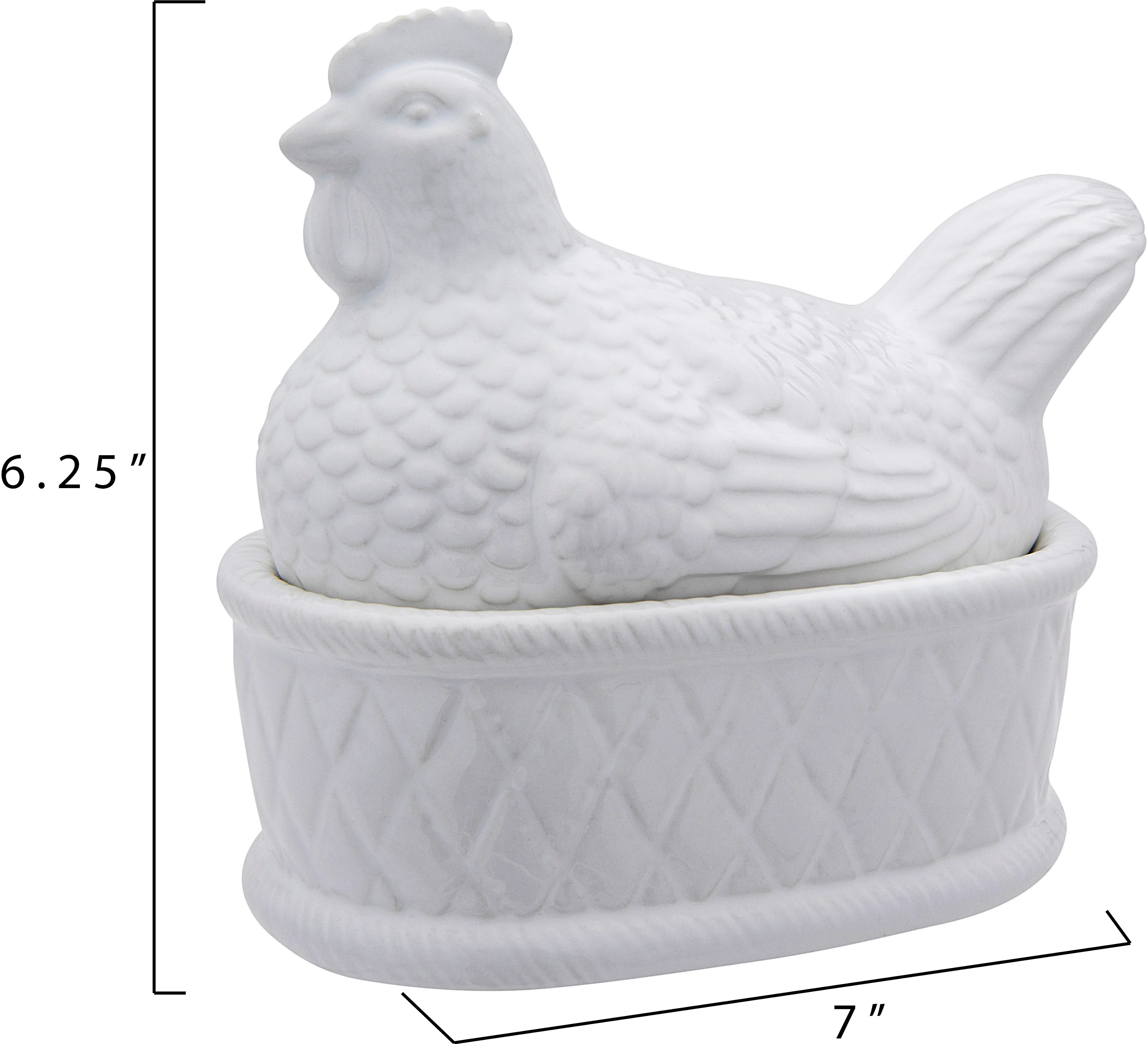 White Ceramic Chicken Covered Dish