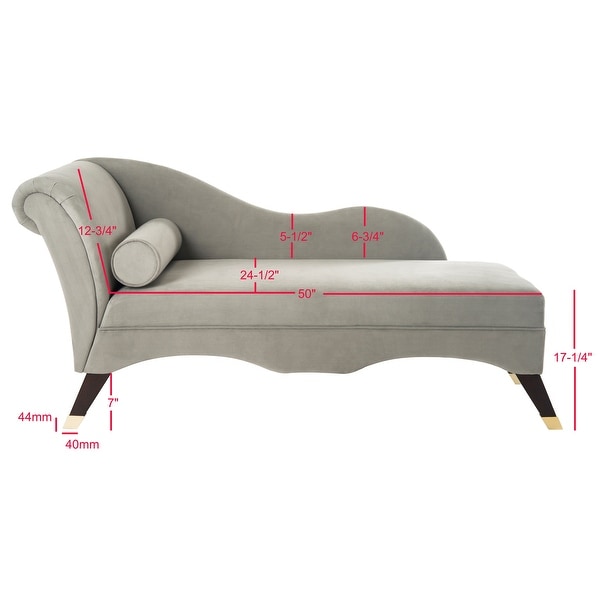 SAFAVIEH Mid-Century Modern Caiden Velvet Grey Chaise with Pillow - 63