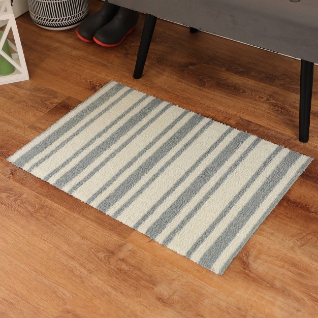 2 x27 x3 x27 Colorstar Timeless Stripe Door Mat Silver Bungalow Flooring