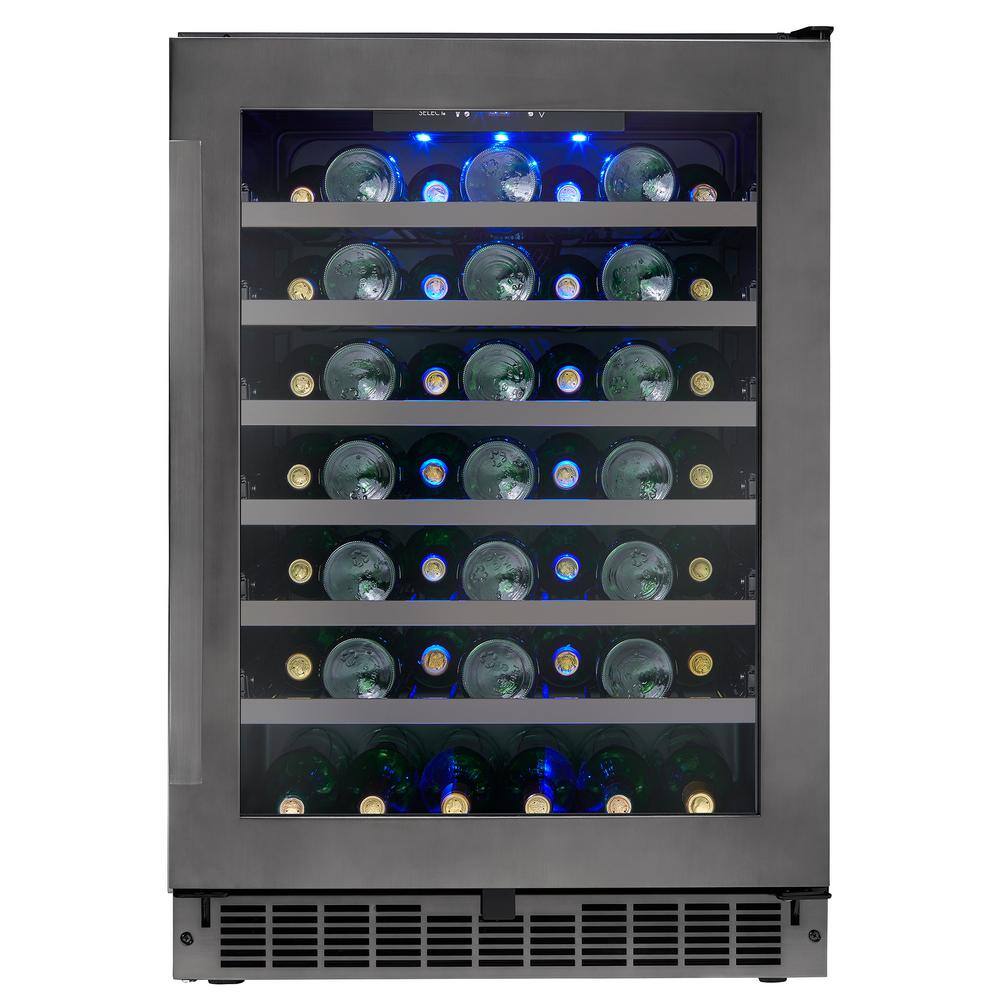 Silhouette 48-Bottle Built-in Wine Cooler in Black Stainless SSWC056D1B-S