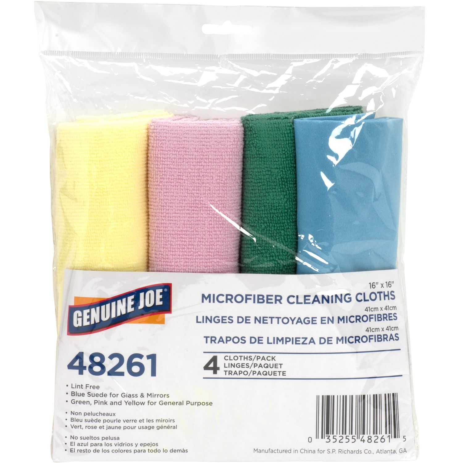 Color-coded Microfiber Cleaning Cloths by Genuine Joe GJO48261CT