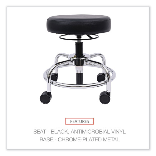 Alera HL Series Height-Adjustable Utility Stool， Backless， Supports Up to 300 lb， 24 Seat Height， Black Seat， Chrome Base (CS614)