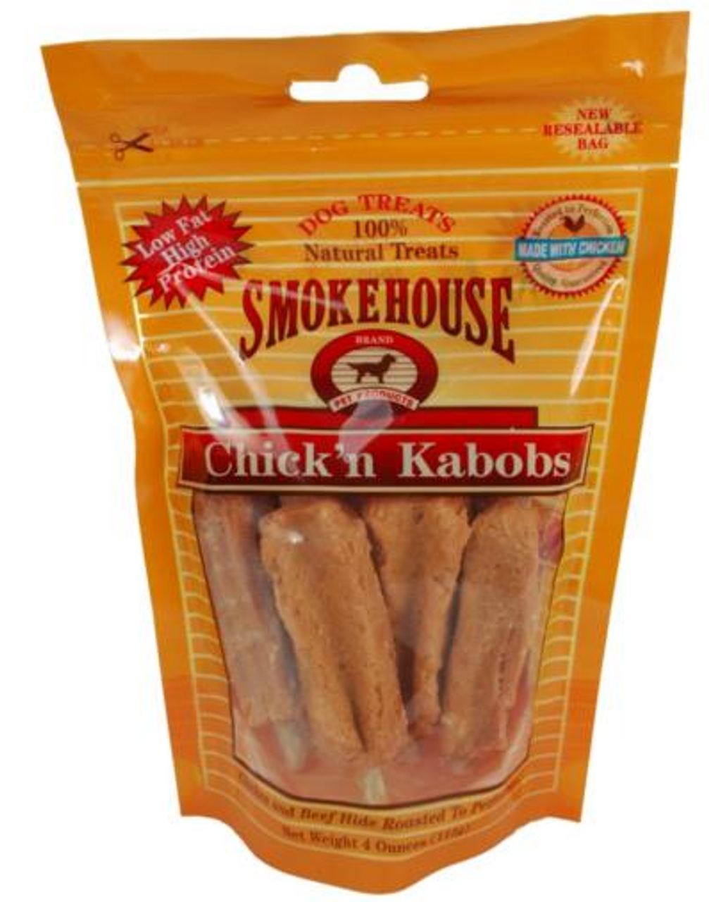 Smokehouse Chicken Kabobs Dog Treats， 4 oz Resealable Bag