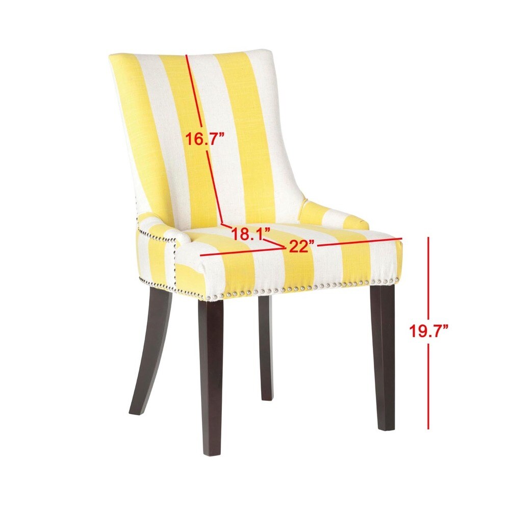 SAFAVIEH Dining Lester Yellow/ White Stripe Polyester Blend Dining Chairs (Set of 2)   22\