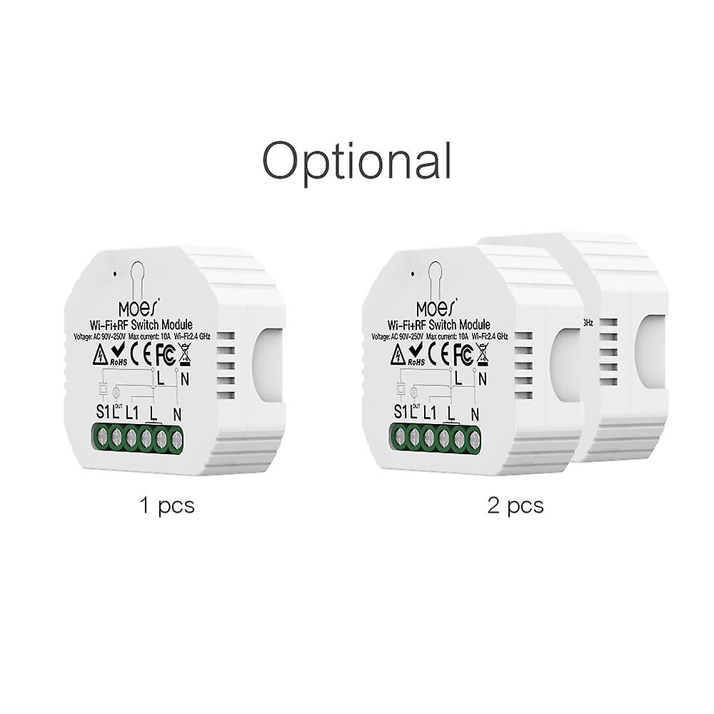 White 2 Pcs 2 Pcs Wi-fi Intelligent Light Switch Wi-fi and Rf Switch Module Hidden Design Voice Control Compatible With Alexa/ Google Home App Control R