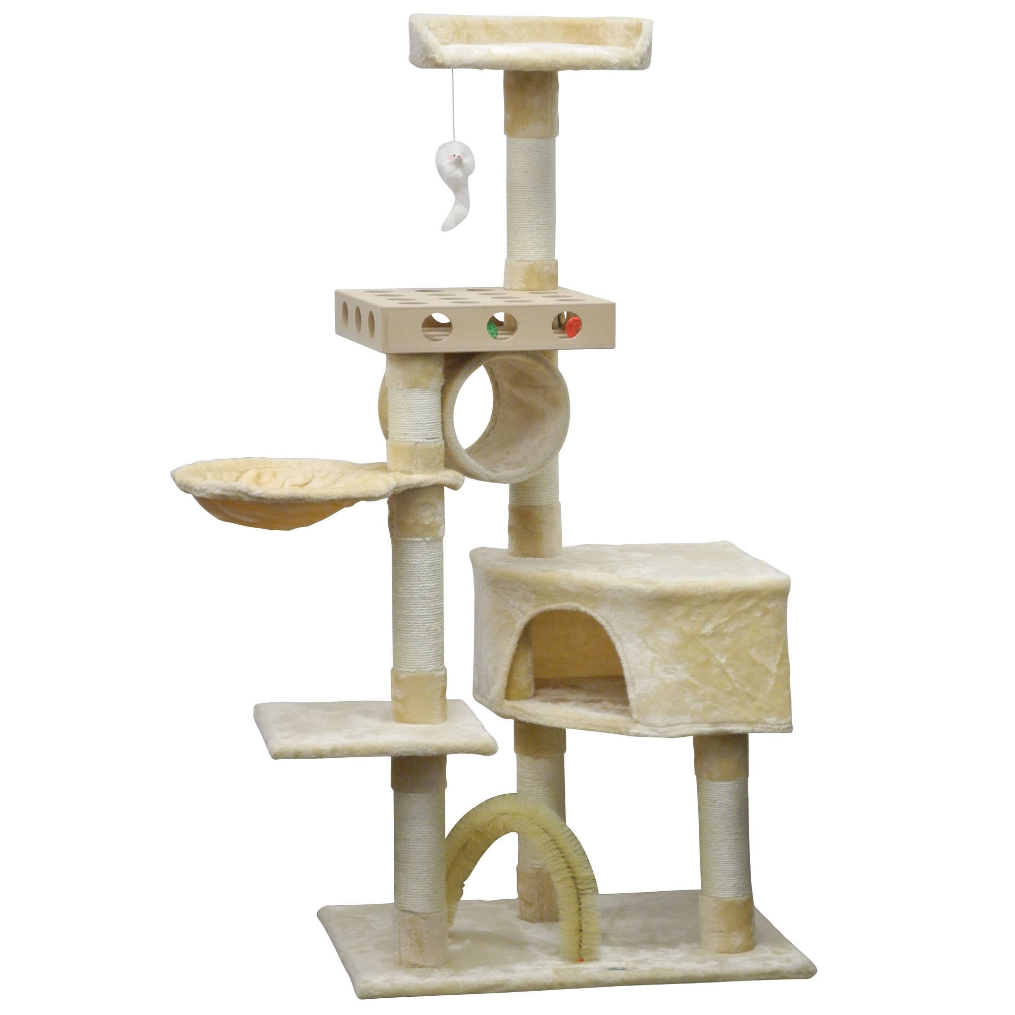 Go Pet Club IQ Busy Box Cat Condo with Sisal Covered Scratching Posts SF066， 60