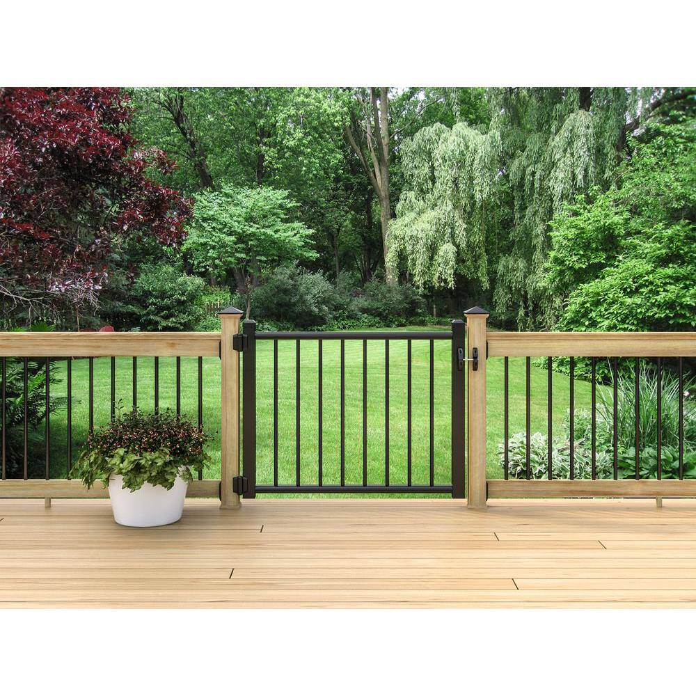 ProWood 4 ft. x 3 ft. Adjustable Black Aluminum Deck Gate 238352