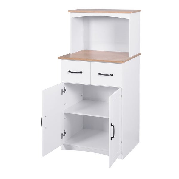 Wooden kitchen cabinet， deck two drawers， adjustable shelf cabinet， (white)